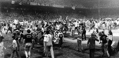 Disco demolition night at in Comiskey Park in Chicago, Illinois, July 12, 1979