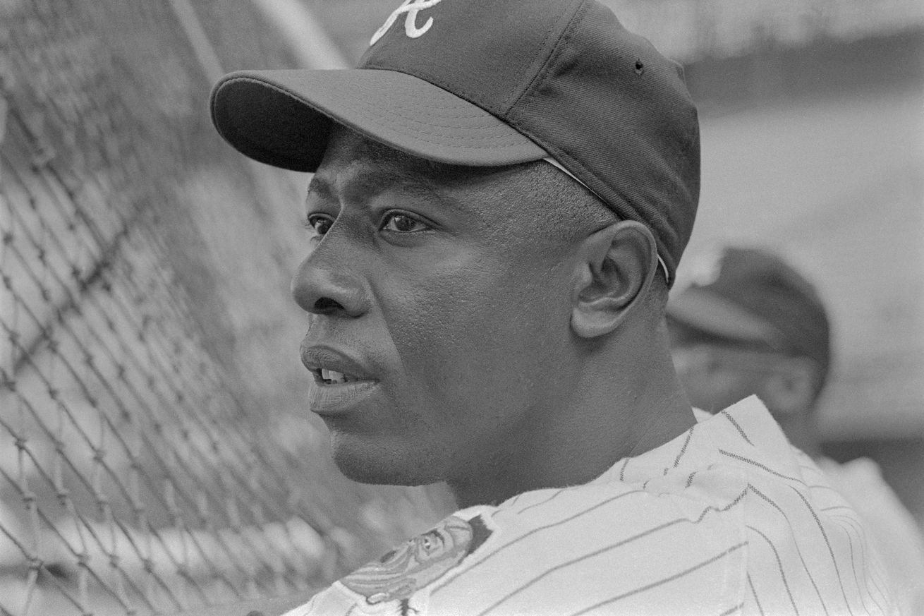 Hank Aaron Concentrating Before Game